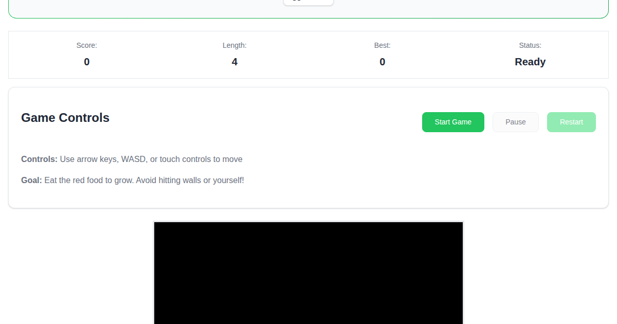 Snake game in action on FunnyFunHouse
