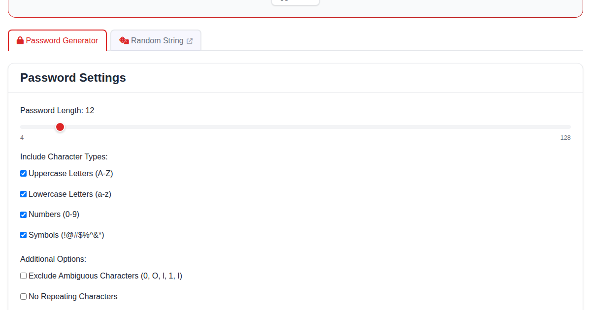 FunnyFunHouse Password Generator creating a strong random password