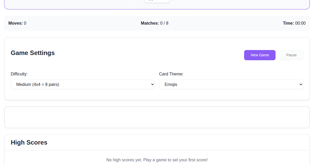 Memory card matching game on FunnyFunHouse