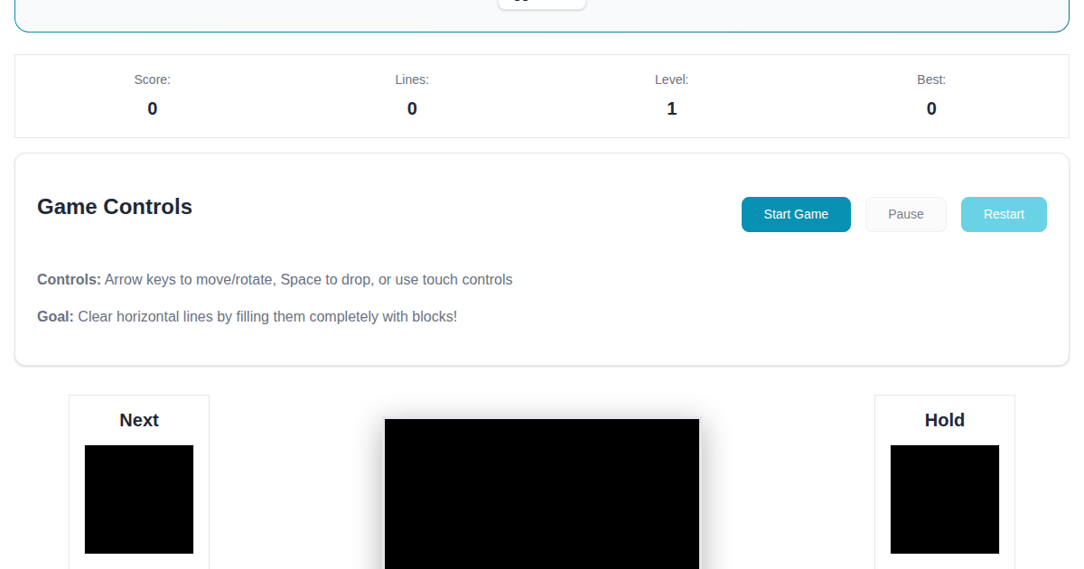 Tetris game in action on FunnyFunHouse