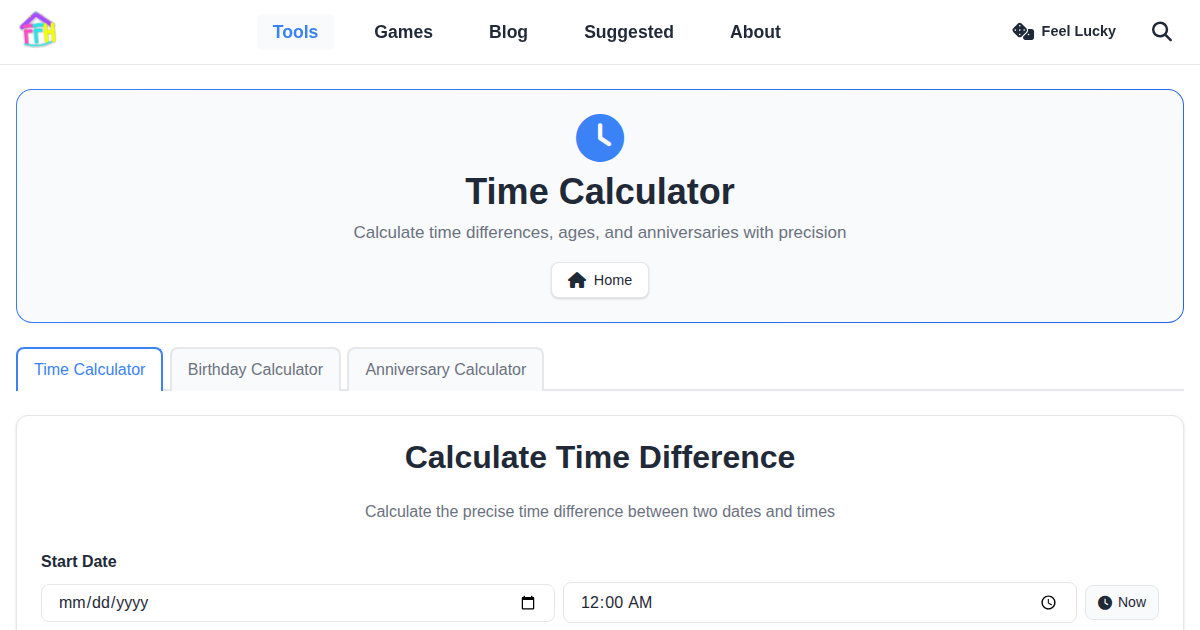 The Time Calculator app on FunnyFunHouse