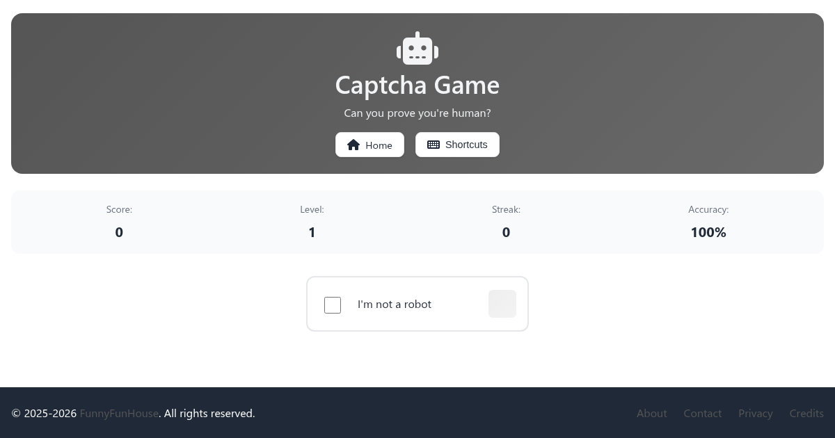 The Captcha Game app on FunnyFunHouse