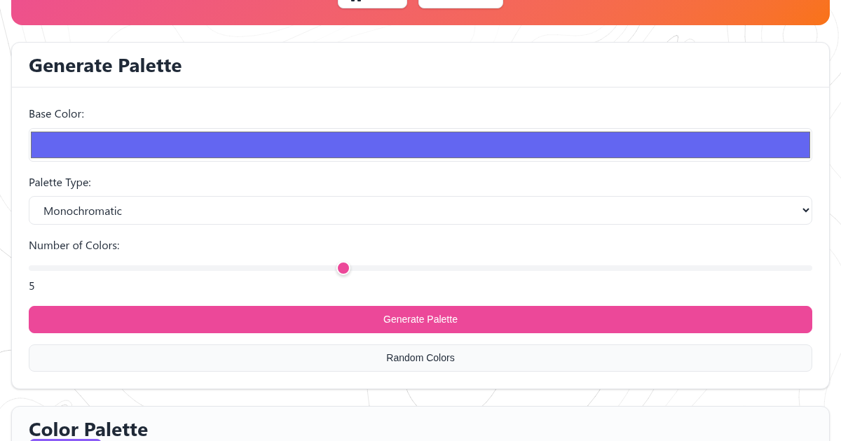 FunnyFunHouse Color Palette Generator showing a beautiful color scheme