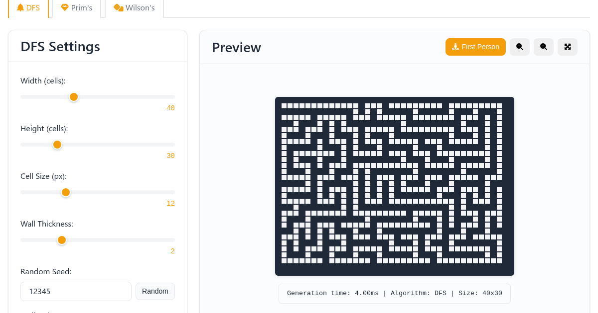 The Maze Generator app on FunnyFunHouse