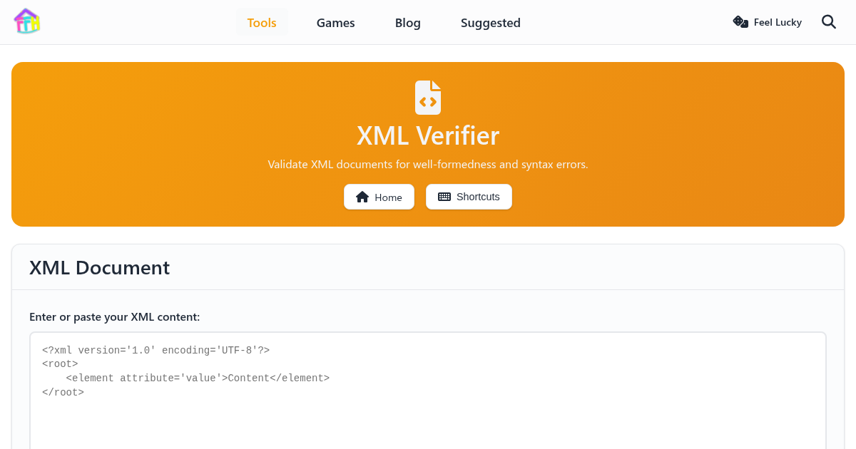 The XML Verifier app on FunnyFunHouse